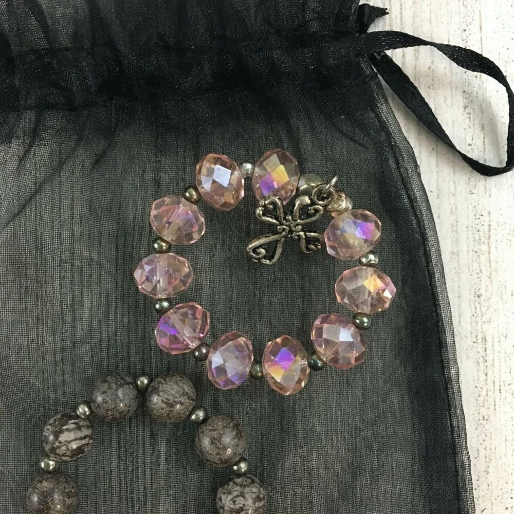 Set of 2 Beaded Wine Glass Charms Pendant Drink Markers Handmade Mark-Its